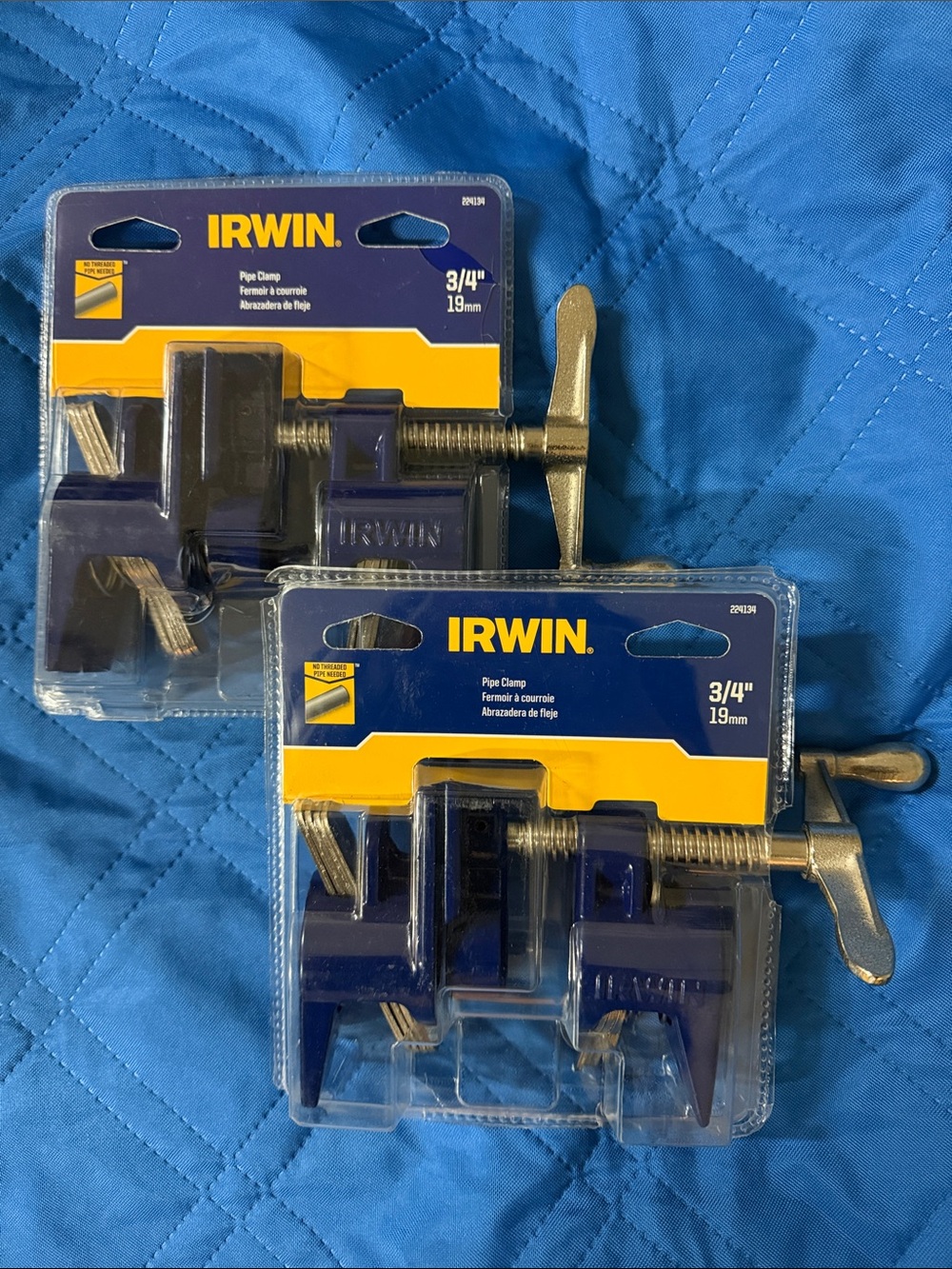 Set of 2 Irwin 3/4" (19mm) Pipe Clamp - Blue
